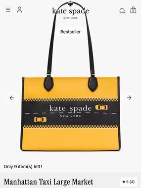 Kate Spade Manhattan Taxi Large Market
Tote Yellow Black New York City NWT